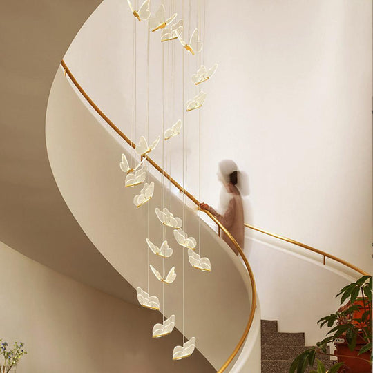 Butterfly Shapes – Acrylic Metal LED Pendant Chandelier for Living Rooms and High Ceilings