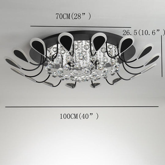 Flower Shaped Dimmable LED Crystal Flush Mount Ceiling Light