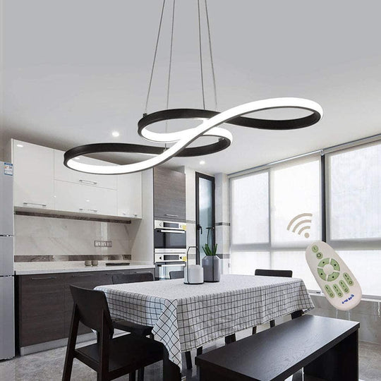 Geometric Wave Semi-Flush Chandelier – Metal & Silica Gel