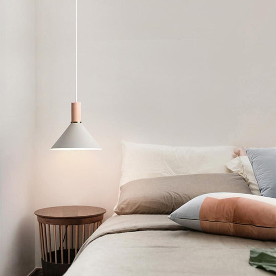 Modernist Cone Shaped Metal Island Pendant Light