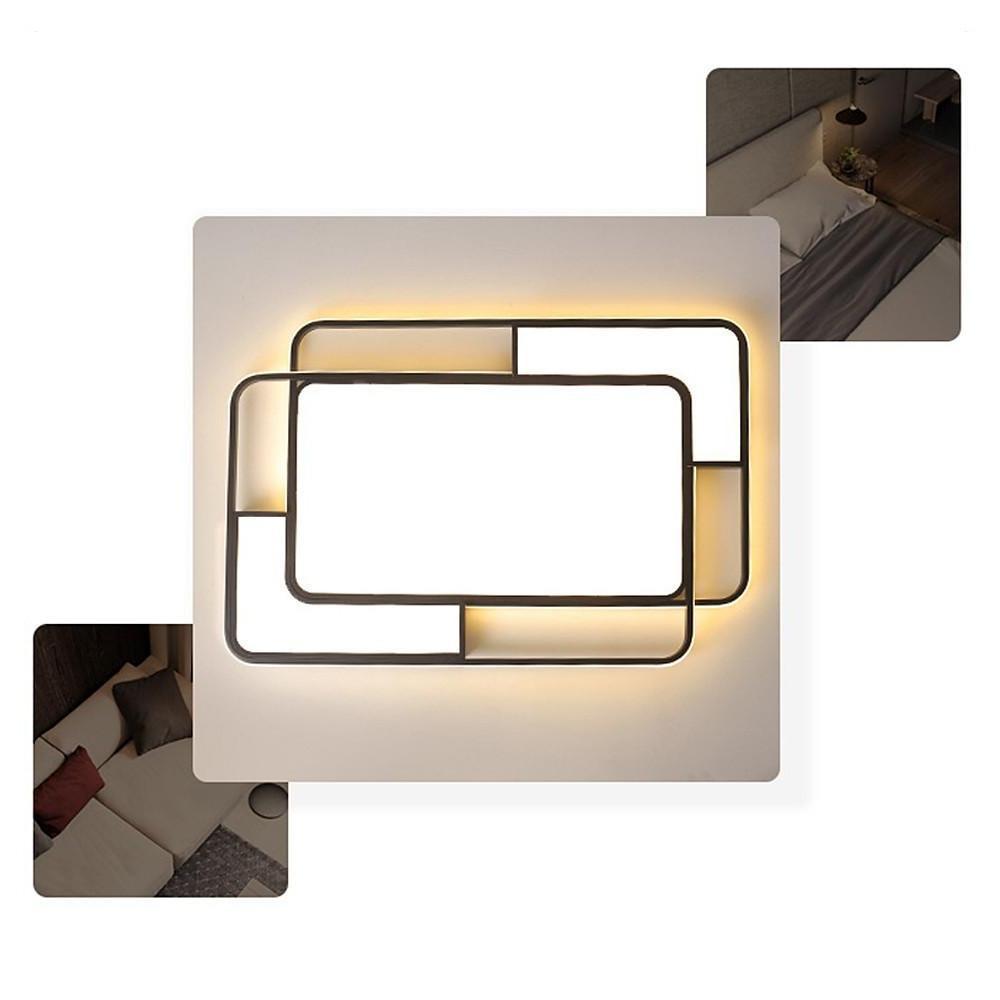 Square LED – Geometric Overlay Flush Mount Ceiling Light for Bedroom and Living Spaces