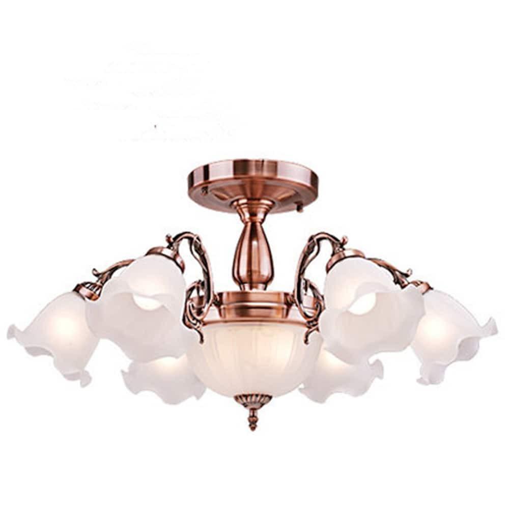 8-Light Electroplated Glass Flower-Shaped LED Traditional Chandelier