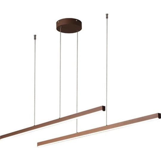 Modern Farmhouse Linear Metal LED Chandelier for Dining Room and Living Room