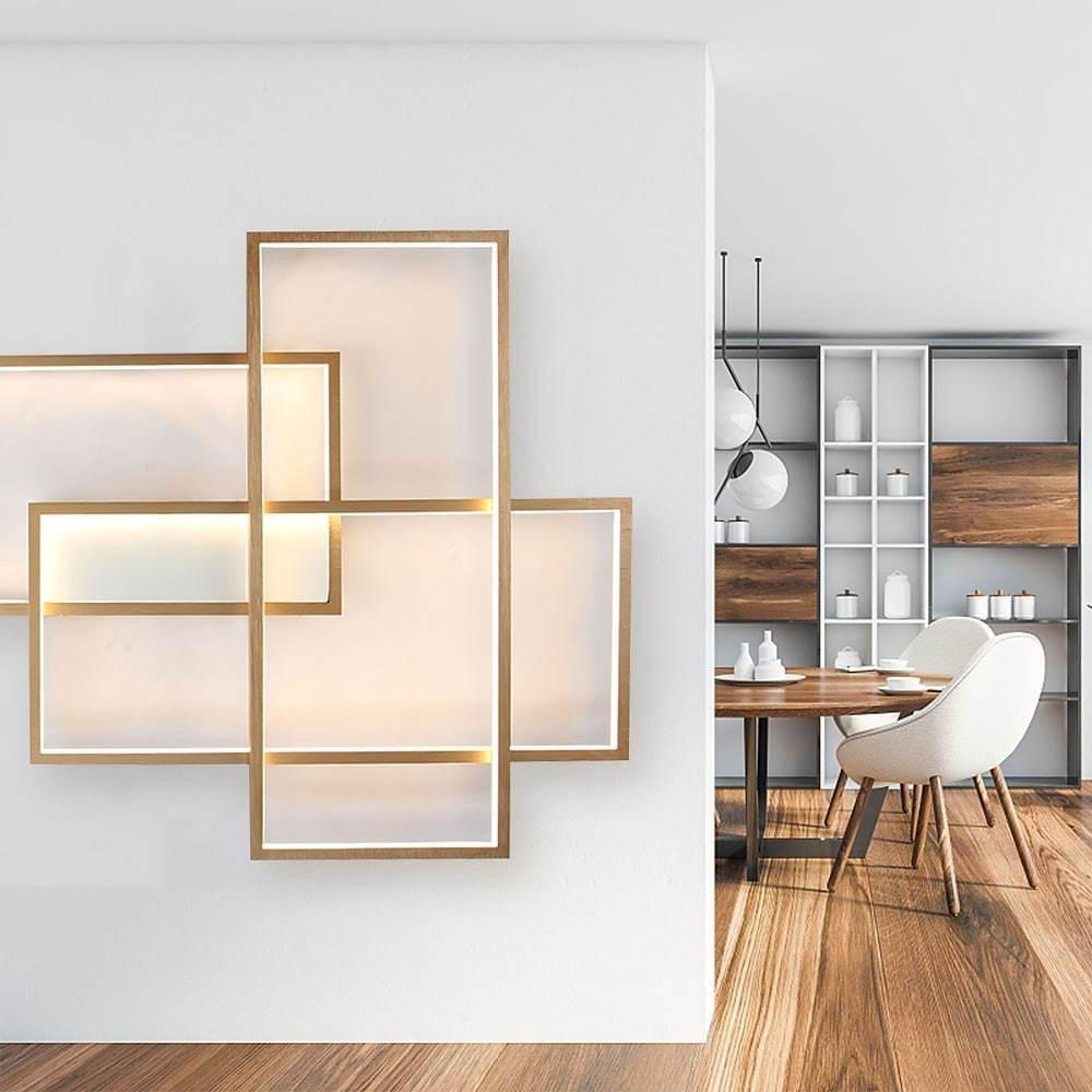 Rectangular Hybrid Modern Flush Mount LED Ceiling Light – 3-Tier Contemporary Design