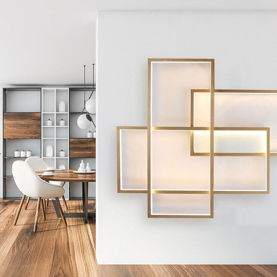 Overlapping Rectangles Aluminum Geometric LED Flush Mount Ceiling Light