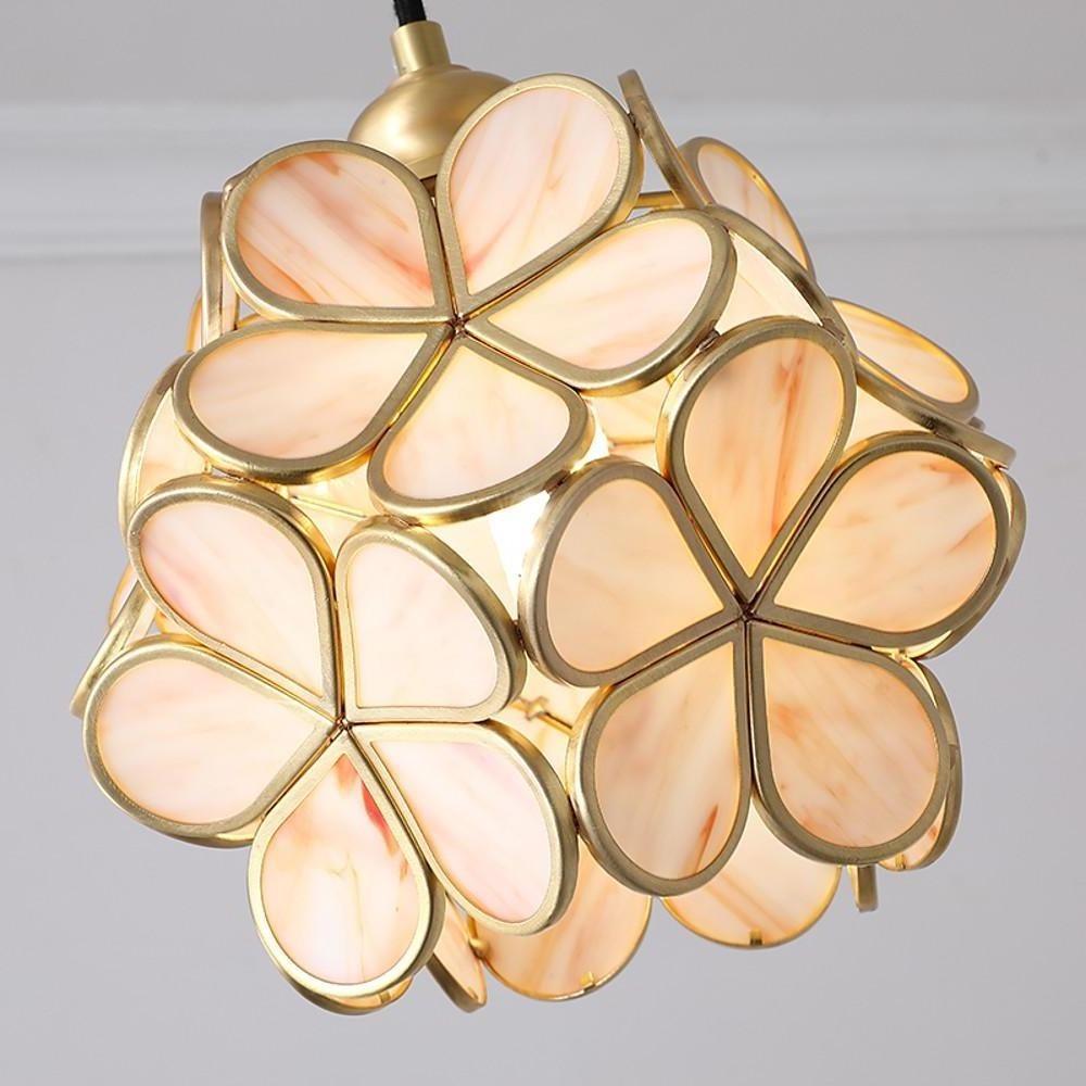 Ornate Flower Island Kitchen Pendant Lighting Copper Crystal Pendant Light