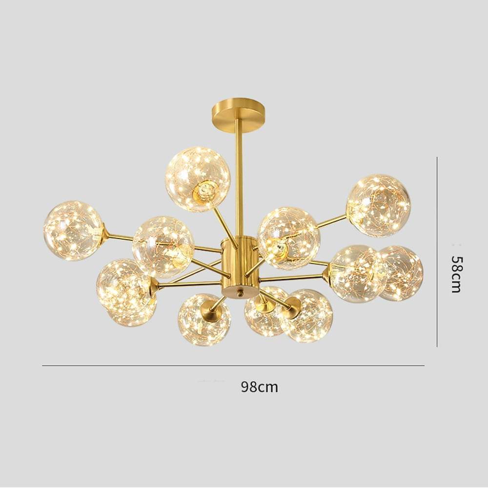 6-Light LED Glass and Gold Chandelier – Kitchen Pendant Lighting