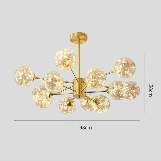 6-Light LED Glass and Gold Chandelier – Kitchen Pendant Lighting
