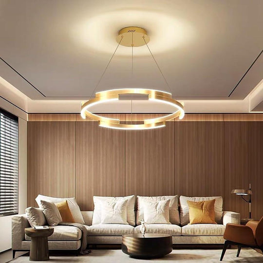 Interlocking Round Gold LED Modern Chandelier
