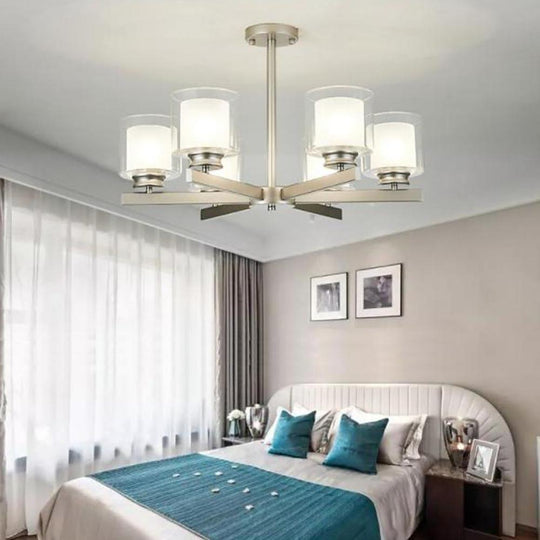6 Light Glass Candlestick Design LED Modern Chandelier