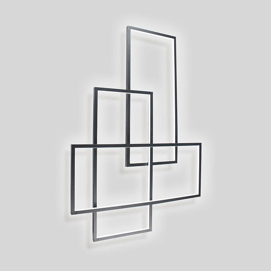 Overlapping Rectangles Aluminum Geometric LED Flush Mount Ceiling Light