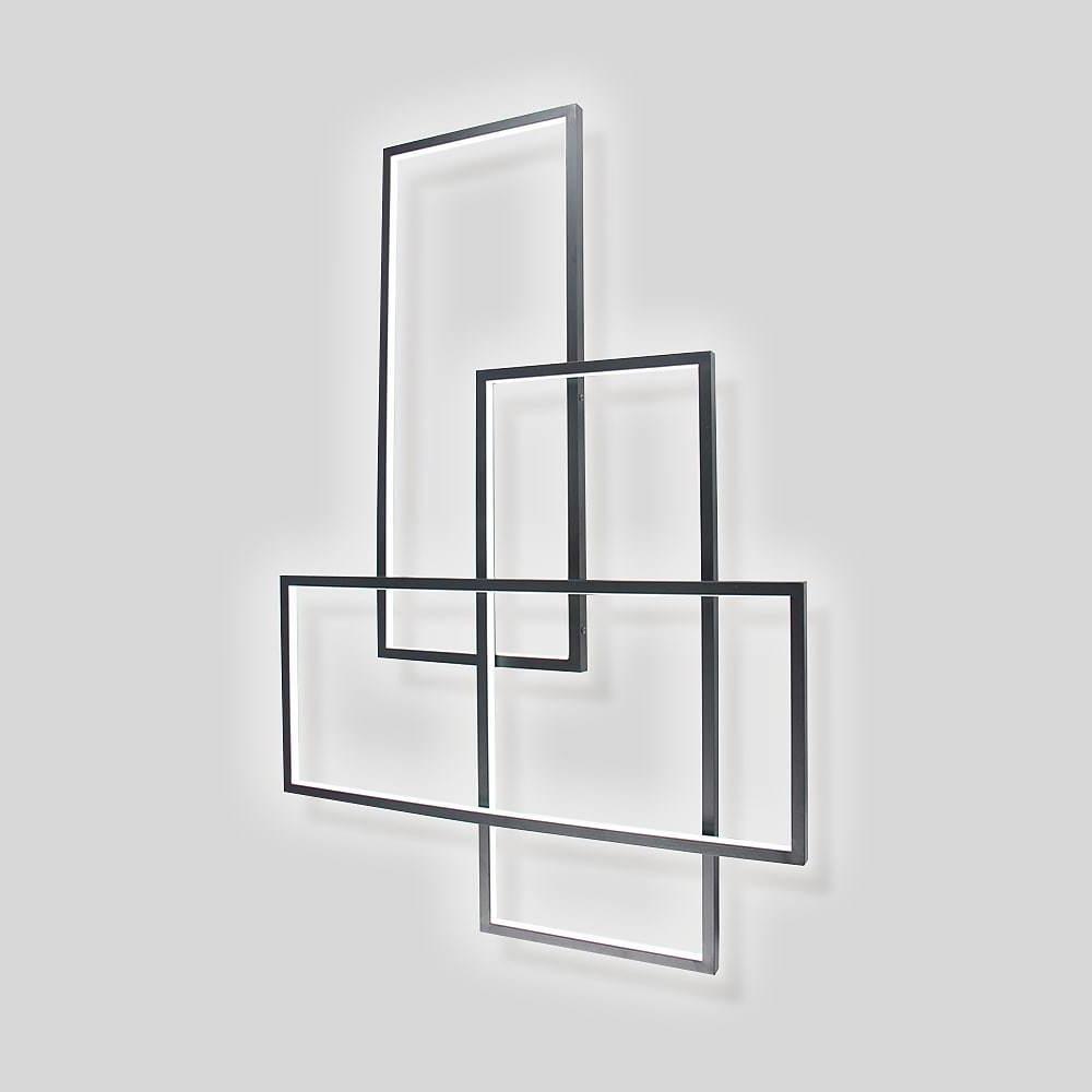 Rectangular Hybrid Modern Flush Mount LED Ceiling Light – 3-Tier Contemporary Design