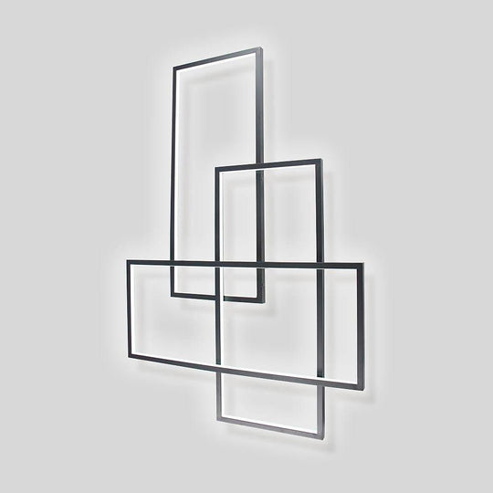 Rectangular Hybrid Modern Flush Mount LED Ceiling Light – 3-Tier Contemporary Design