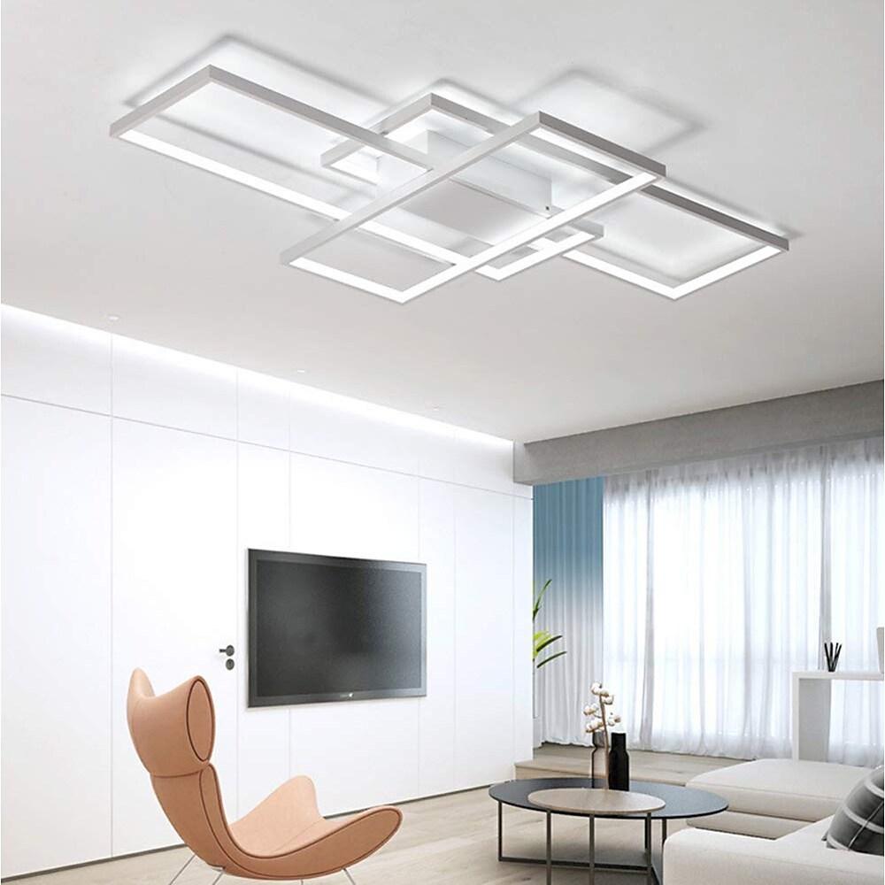 Multi Rectangle Large Flush Mount LED Ceiling Light with 3 Tiers