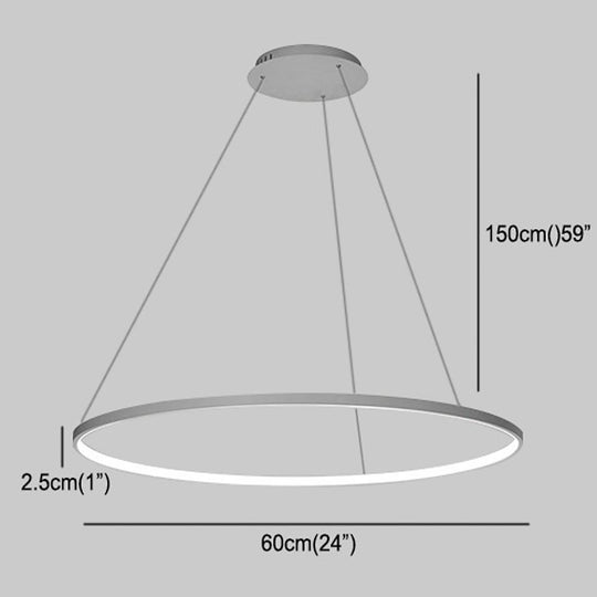 24'' Acrylic Big Ring Opal Shade LED Pendant Light
