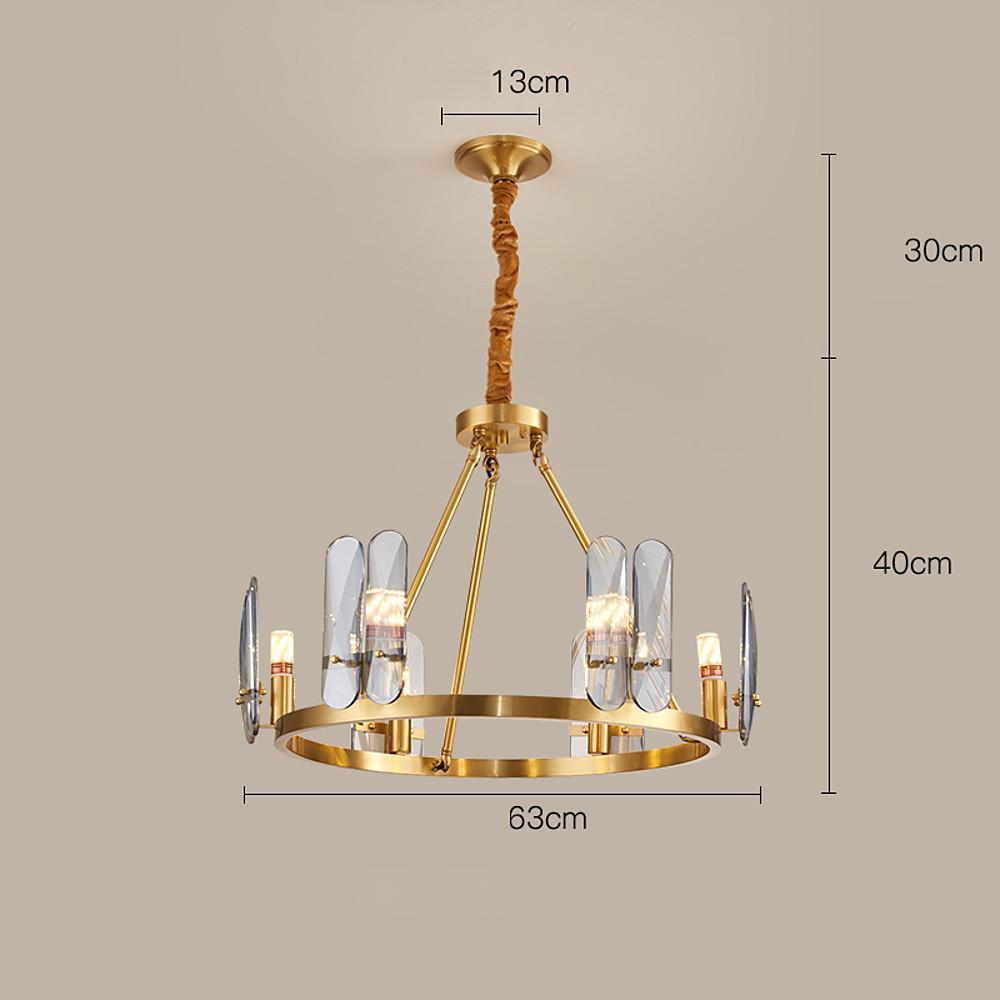 8-Light LED Circular Glass Copper Nordic Chandelier – Ceiling Lights