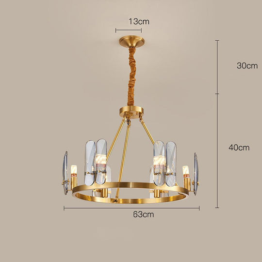 8-Light LED Circular Glass Copper Nordic Chandelier – Ceiling Lights