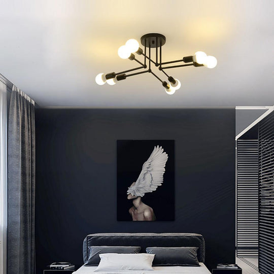 8-Light Modern Linear Gold Flush Mount LED Ceiling Light