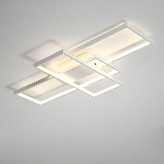 Multi Rectangle Large Flush Mount LED Ceiling Light with 3 Tiers