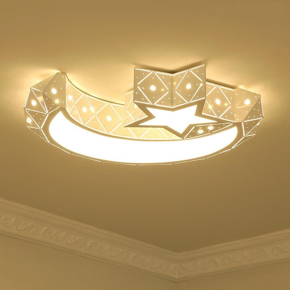 Moon and Star Shaped LED Flush Mount Ceiling Light – Modern Children’s Room Fixture