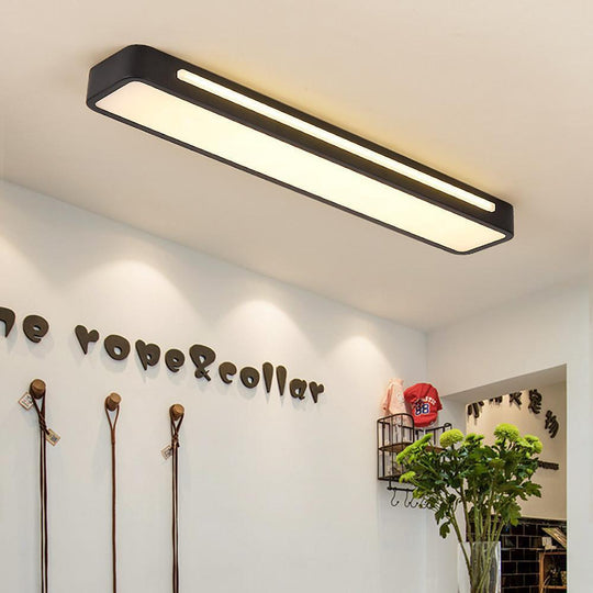 Black White Rectangular LED Flush Mount Ceiling Light