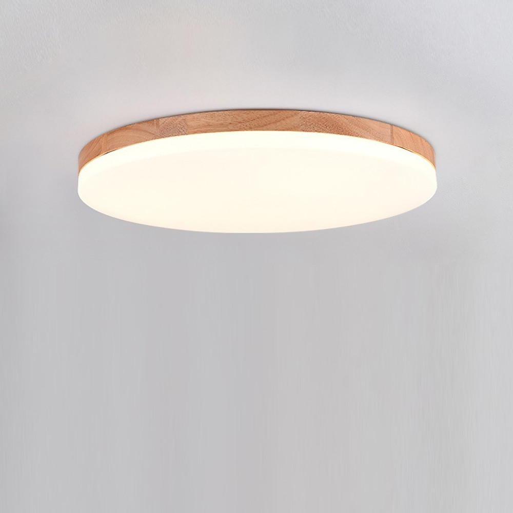 Circular Minimalist Flush Mount Wood Acrylic LED Ceiling Light
