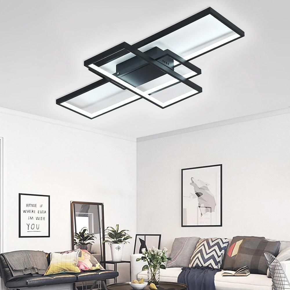 Multi Rectangle Large Flush Mount LED Ceiling Light with 3 Tiers