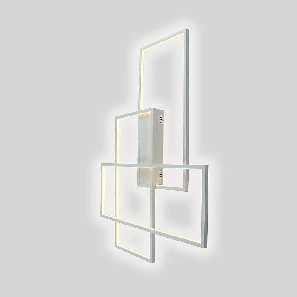Rectangular Hybrid Modern Flush Mount LED Ceiling Light – 3-Tier Contemporary Design