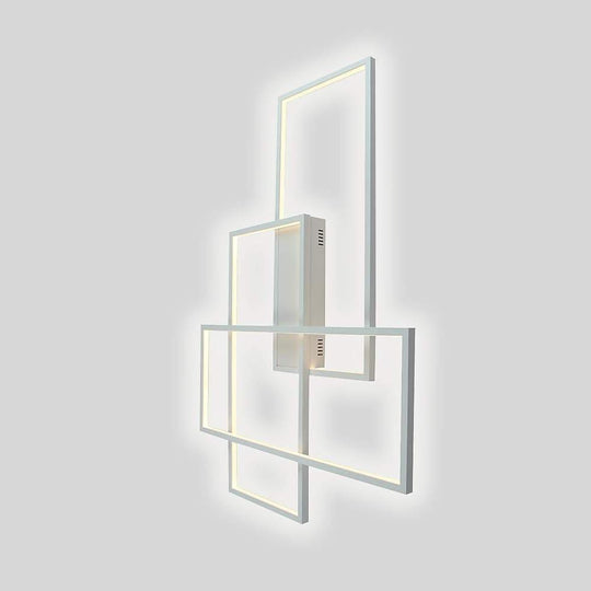 Rectangular Hybrid Modern Flush Mount LED Ceiling Light – 3-Tier Contemporary Design