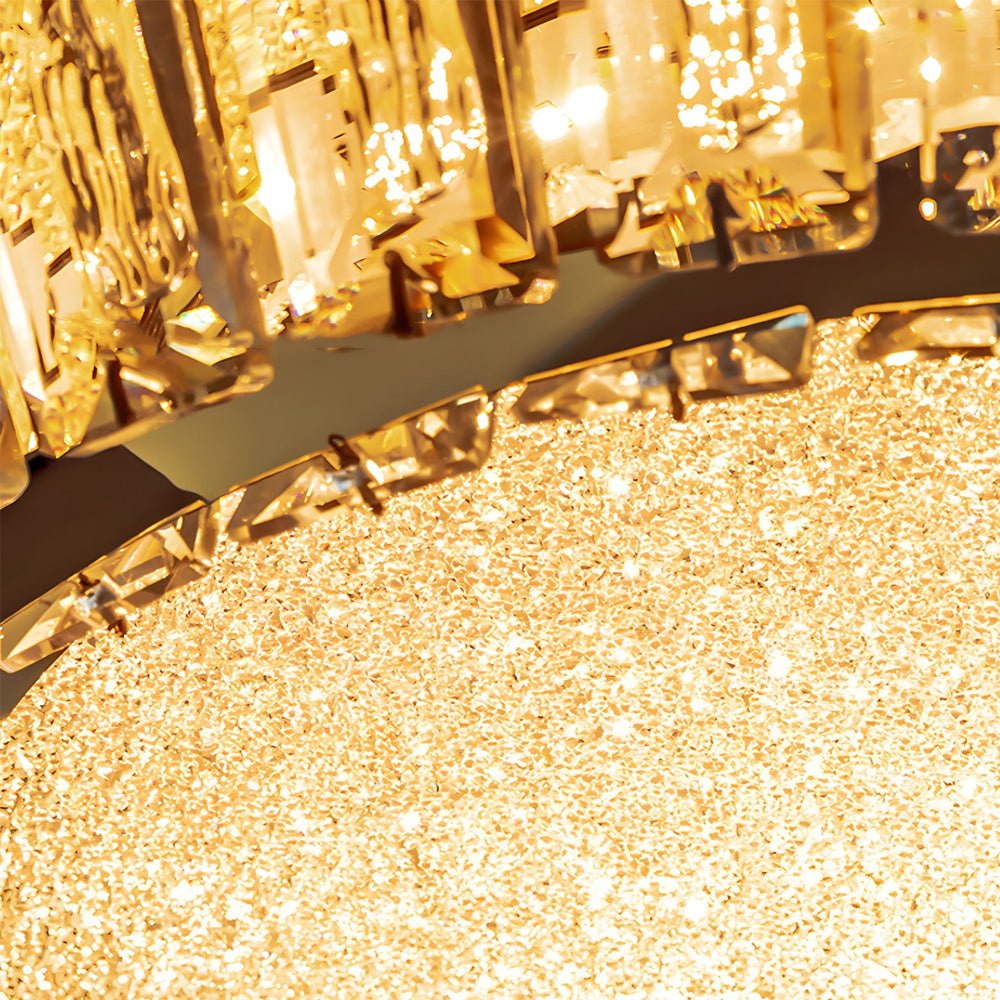Quicksand Drum Crystal Flush Mount Ceiling Light in Titanium Gold