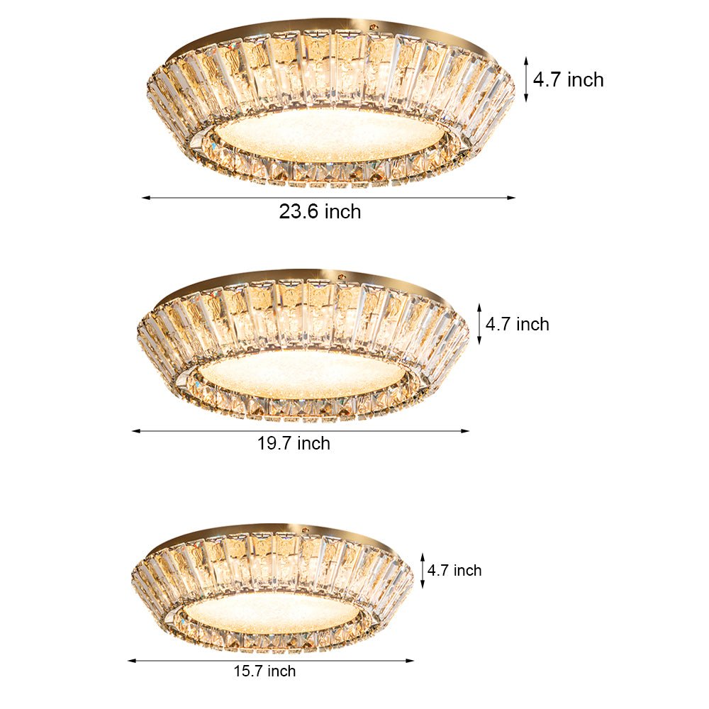 Quicksand Drum Crystal Flush Mount Ceiling Light in Titanium Gold