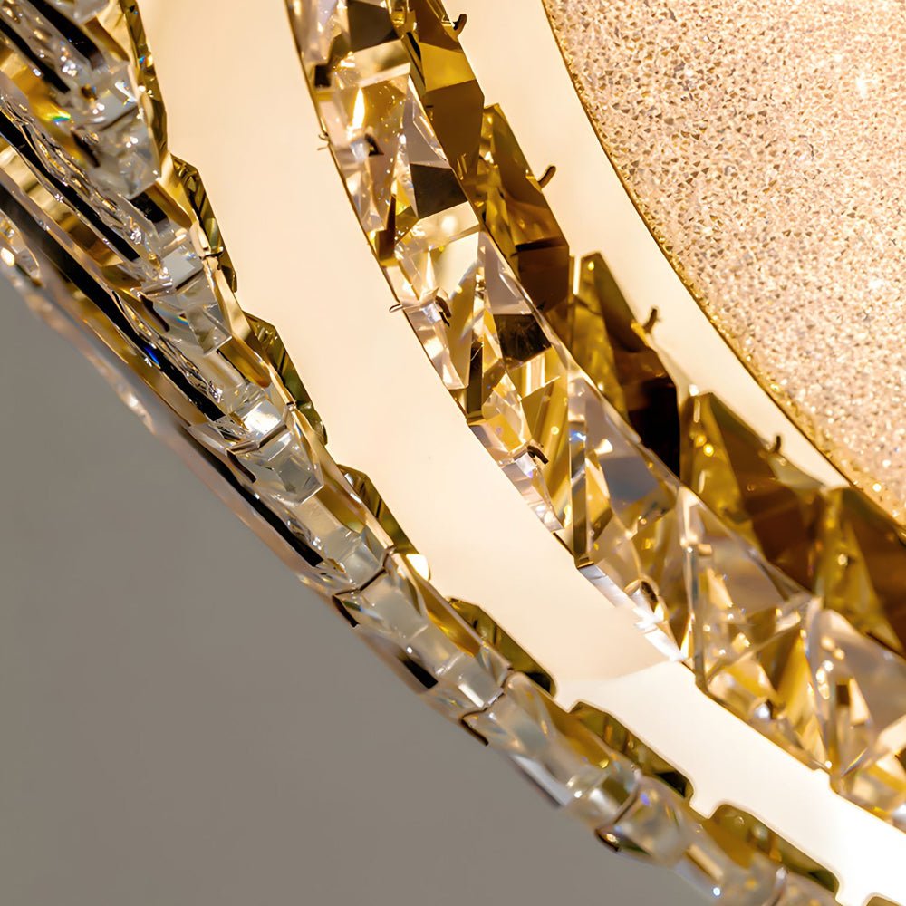 Quicksand Drum Crystal Flush Mount Ceiling Light in Titanium Gold