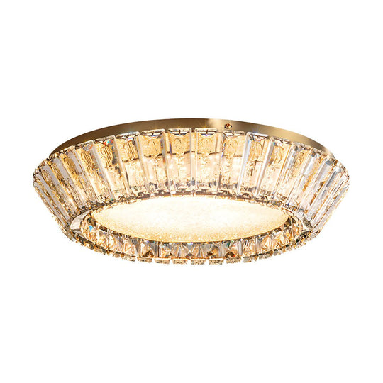 Quicksand Drum Crystal Flush Mount Ceiling Light in Titanium Gold