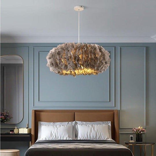 Feather Fairy Tale Theme Artistic Pendant Light for Bedroom
