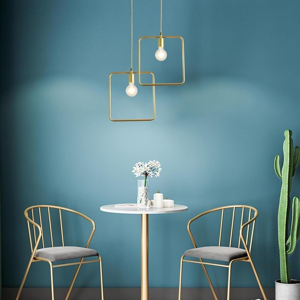 Metal Black and Gold Ceiling Light – Rounded Square Pendant