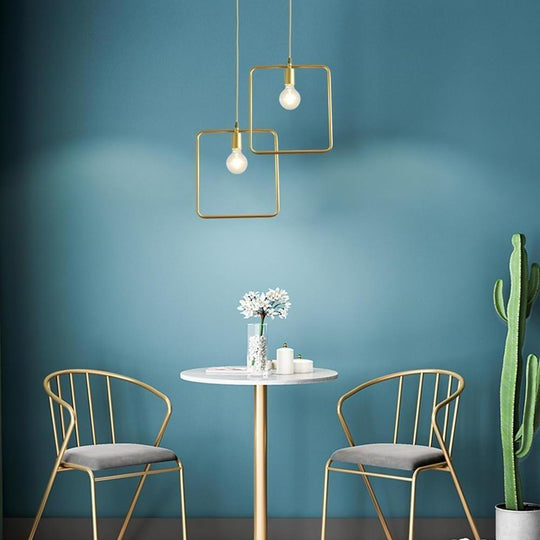 Metal Black and Gold Ceiling Light – Rounded Square Pendant
