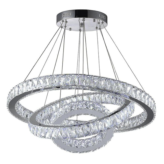 Interwoven Circle Crystal LED Chandelier with Dimmable Rings