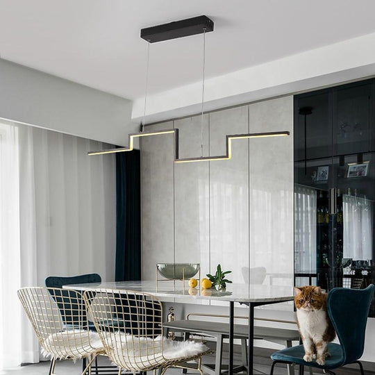 Modern Irregular Linear Metal PVC LED Pendant Light