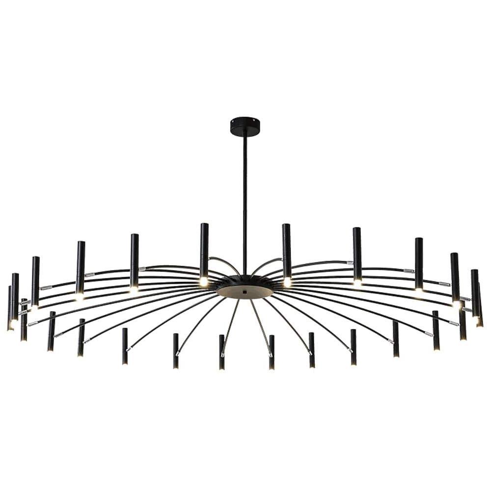 Modern 24 Light Streamlined Round Black Sputnik Chandelier with Adjustable Height