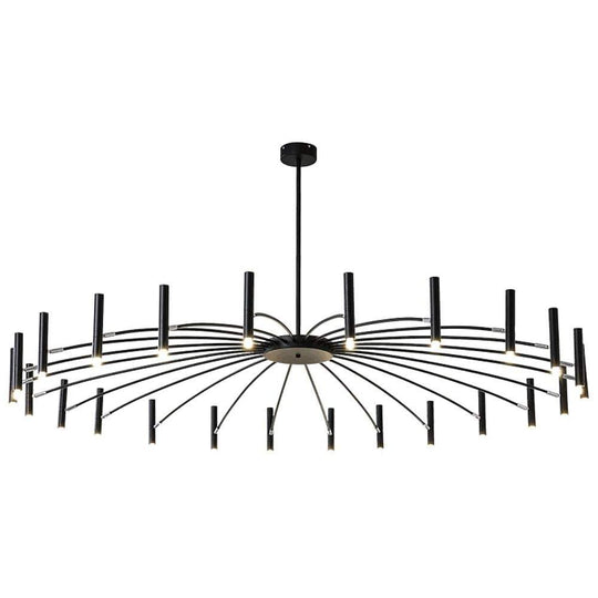 Modern 24 Light Streamlined Round Black Sputnik Chandelier with Adjustable Height