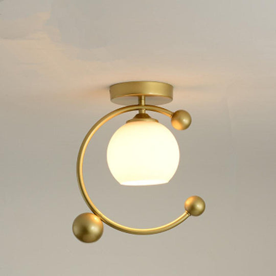 Artistic Metal Glass Globe LED Flush Mount Ceiling Light