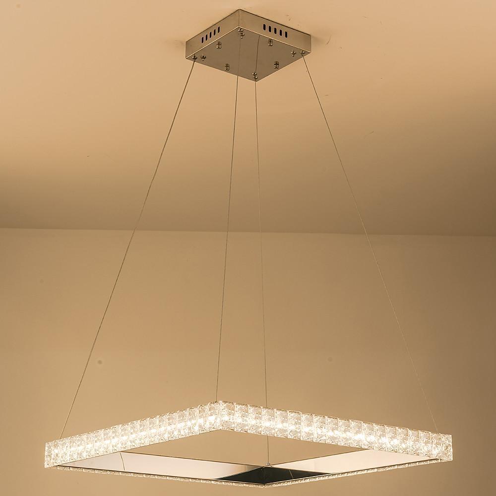 Square Electroplated Crystal – LED Modern Chandelier Pendant Light