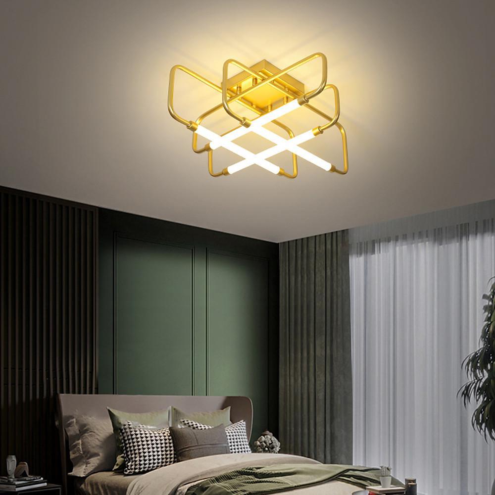 Geometric Lantern Dimmable LED Modern Ceiling Light Flush Mount Lighting