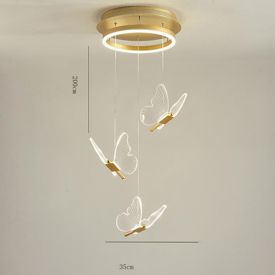 Butterfly Shapes – Acrylic Metal LED Pendant Chandelier for Living Rooms and High Ceilings