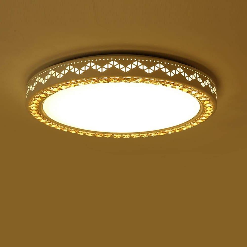 Circular Geometric Pattern LED White Modern Ceiling Light – Flush Mount