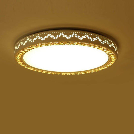 Circular Geometric Pattern LED White Modern Ceiling Light – Flush Mount