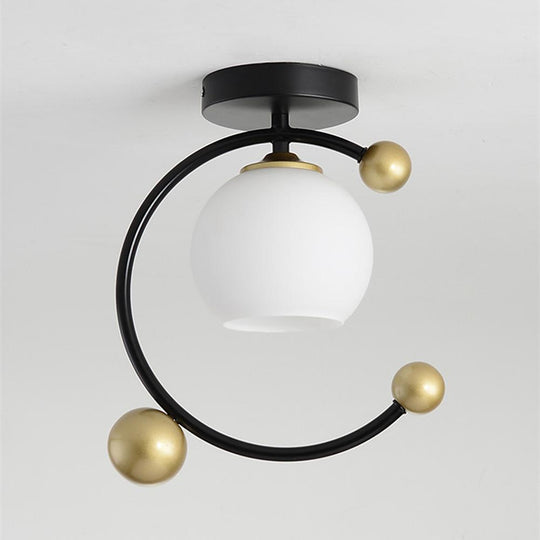 Artistic Metal Glass Globe LED Flush Mount Ceiling Light