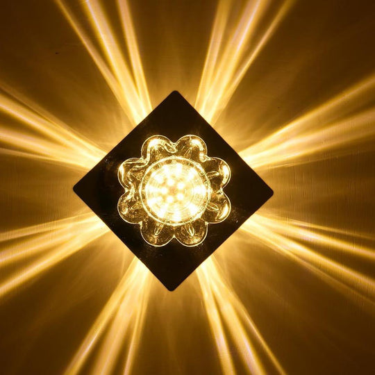 Flower Shaped Electroplated Metal Crystal LED Modern Ceiling Light