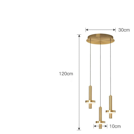 Circle Cylinder LED Gold Nordic Pendant Light
