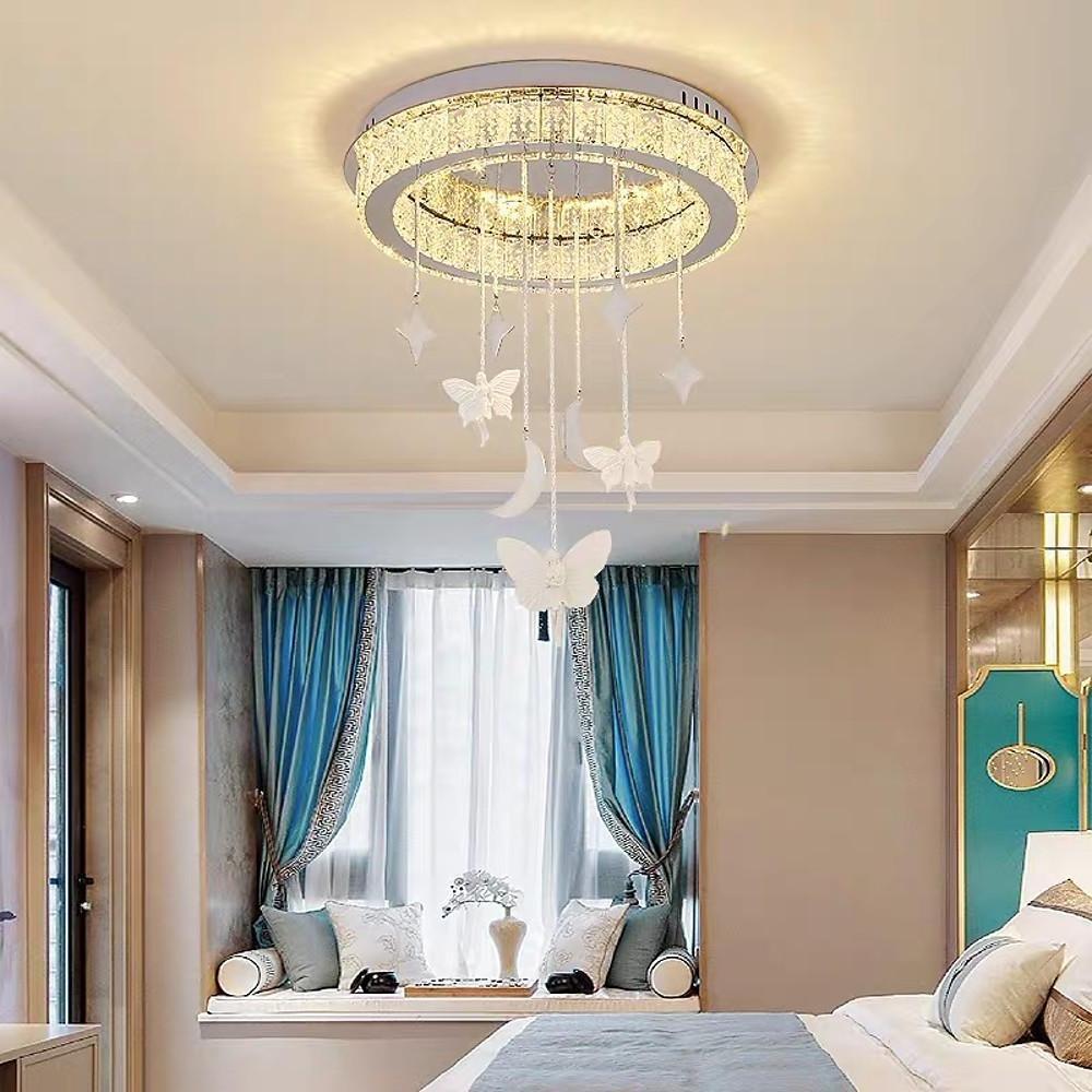 Circular Electroplated Metal Crystal LED Modern Chandelier
